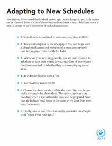 A pamphlet about new schedules for my "Fake UN" project